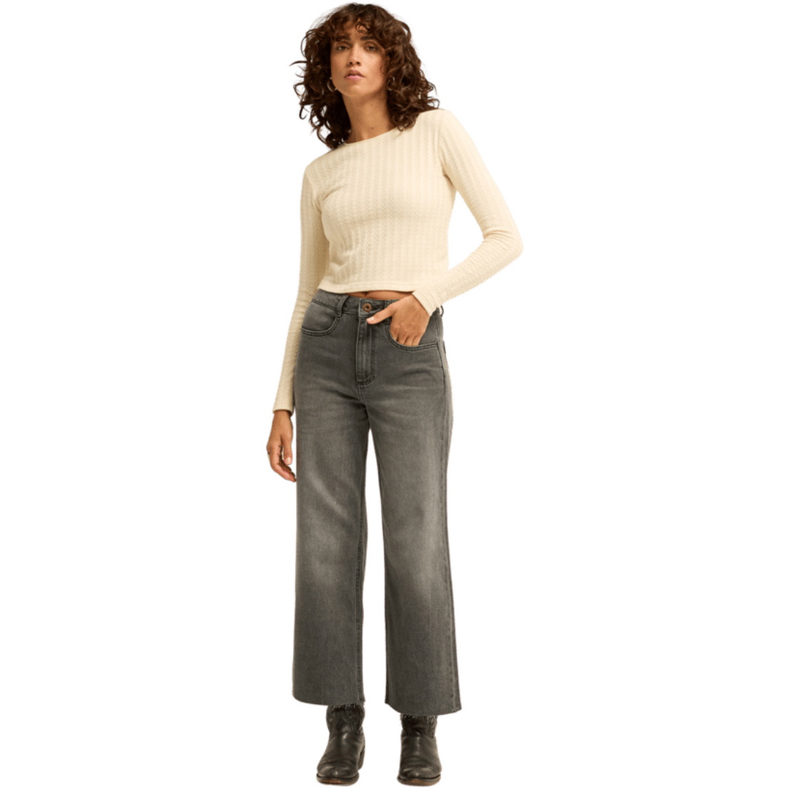 2026 Billabong Womens Be Free Denim Jeans EBJDP03014 - Off Black